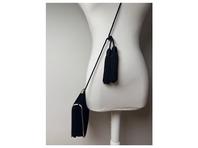 Vintage Yves Saint Laurent Samt Tasche schwarz - Ansicht 14