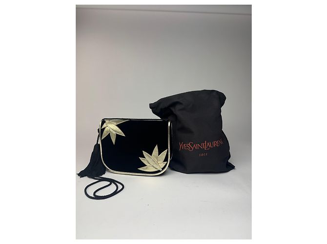 Vintage Yves Saint Laurent Samt Tasche schwarz - Ansicht 2