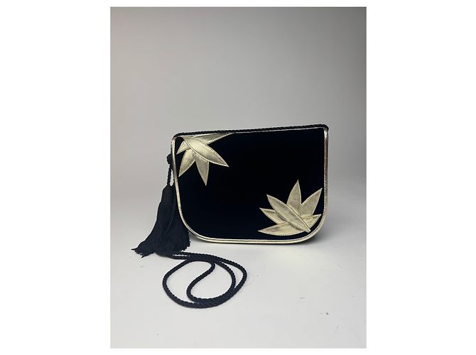 Vintage Yves Saint Laurent Samt Tasche schwarz - Ansicht 3