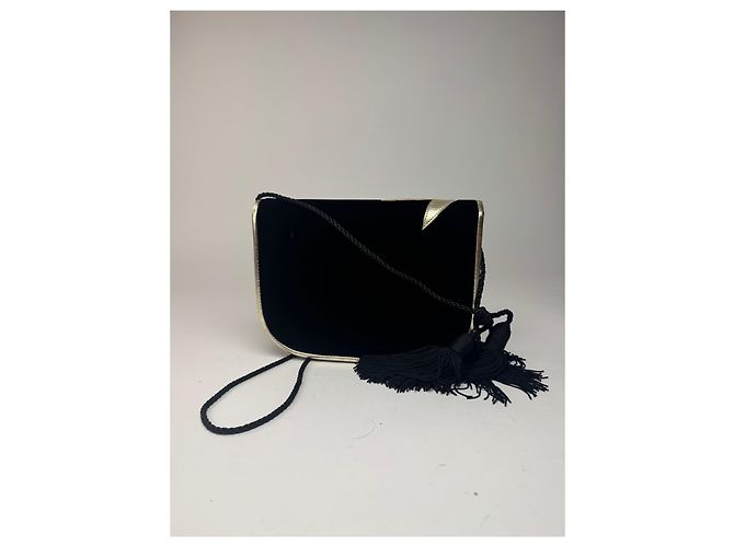 Vintage Yves Saint Laurent Samt Tasche schwarz - Ansicht 5