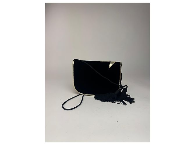 Vintage Yves Saint Laurent Samt Tasche schwarz - Ansicht 6