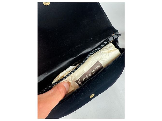 Vintage Yves Saint Laurent Samt Tasche schwarz - Ansicht 9