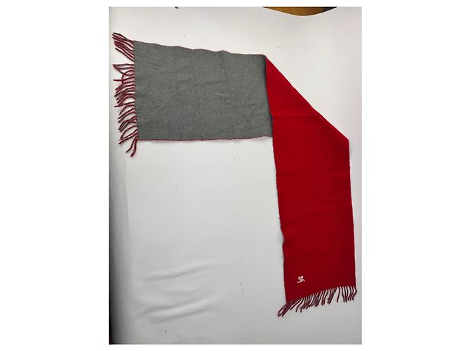 Vintage Courreges Paris Wollschal rot grau - Ansicht 10