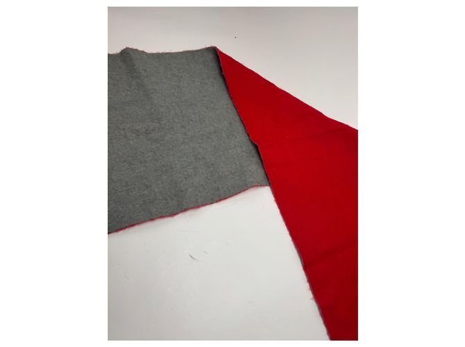 Vintage Courreges Paris Wollschal rot grau - Ansicht 3