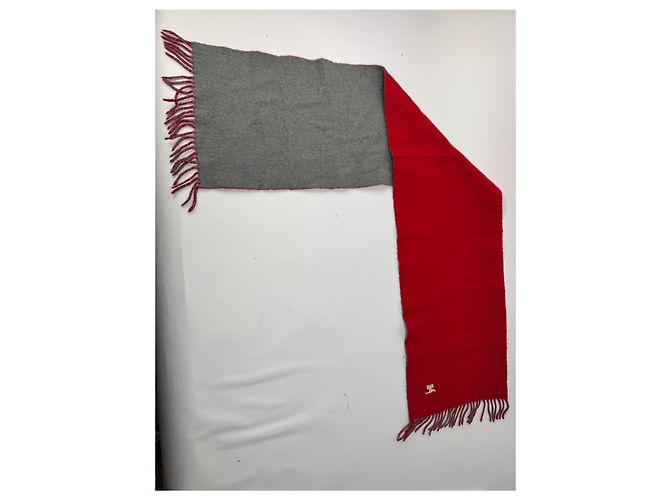 Vintage Courreges Paris Wollschal rot grau - Ansicht 8