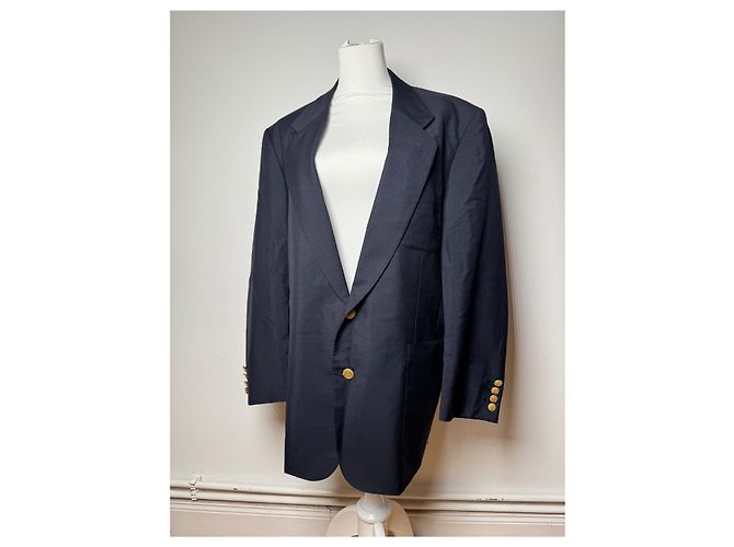 Blazer in lana vintage Dior blu navy 52/L - vista 7