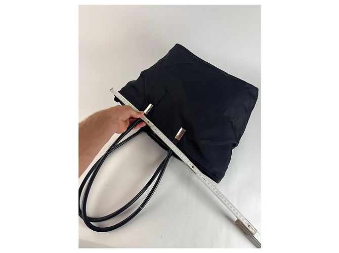 Borsa in pelle e cotone vintage Gucci nera Nero - vista 12