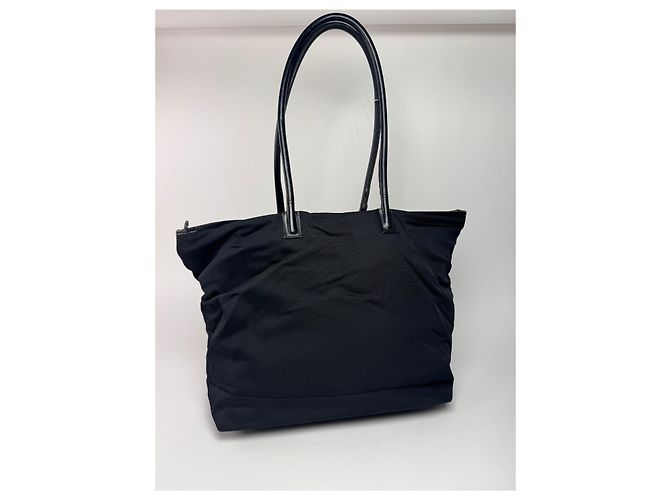 Borsa in pelle e cotone vintage Gucci nera Nero - vista 13