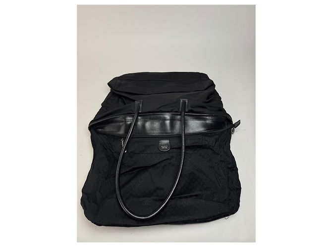 Borsa in pelle e cotone vintage Gucci nera Nero - vista 3