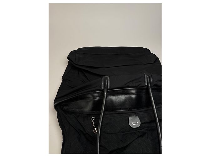 Borsa in pelle e cotone vintage Gucci nera Nero - vista 4