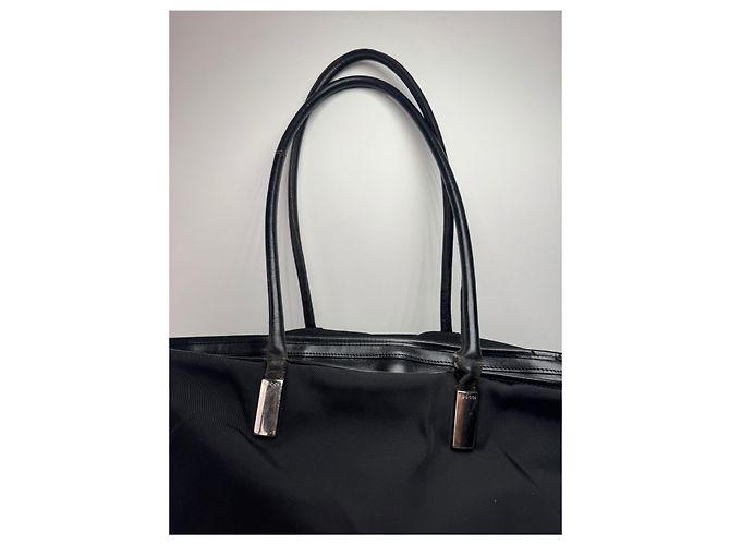 Borsa in pelle e cotone vintage Gucci nera Nero - vista 7