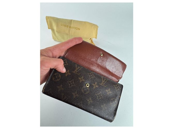 Vintage Louis Vuitton leather monogram wallet brown - view 6