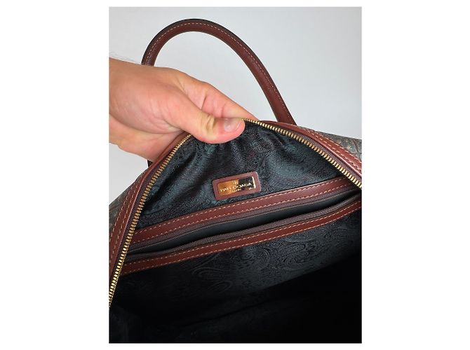 Borsa da weekend vintage Balenciaga monogramma verde marrone Cachi - vista 6