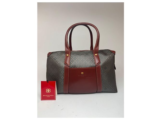 Borsa da weekend vintage Balenciaga monogramma verde marrone Cachi - vista 7