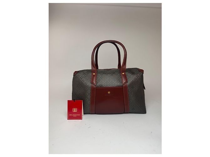 Borsa da weekend vintage Balenciaga monogramma verde marrone Cachi - vista 9