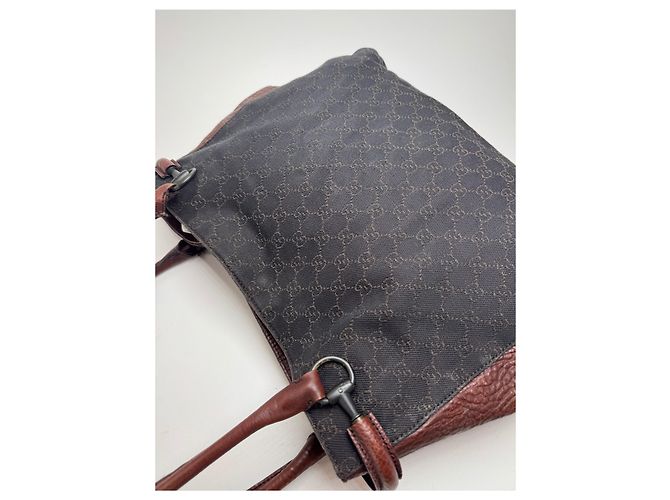 Vintage Gucci Monogramma Bah Nero Marrone - vista 11