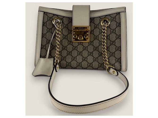 Borsa tote padlock GG supreme di Gucci Bianco - vista 2