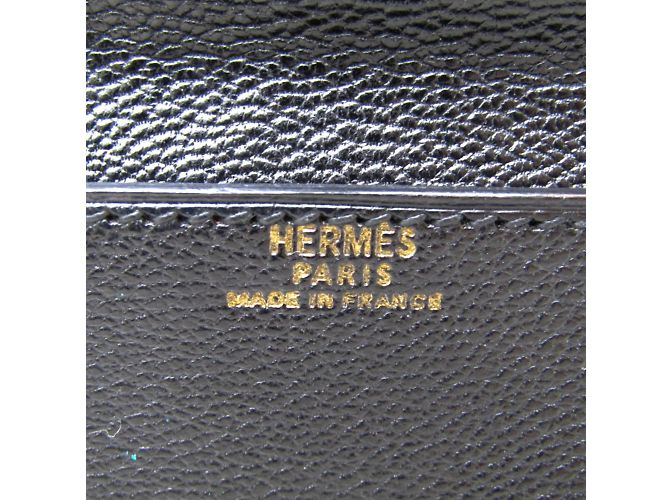 Hermès Billetera Hermes Flap en cuero de cabra negro - vista 11