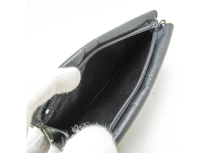Hermès Billetera Hermes Flap en cuero de cabra negro - vista 3