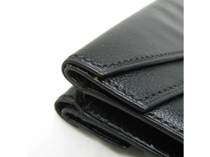 Hermès Billetera Hermes Flap en cuero de cabra negro - vista 5