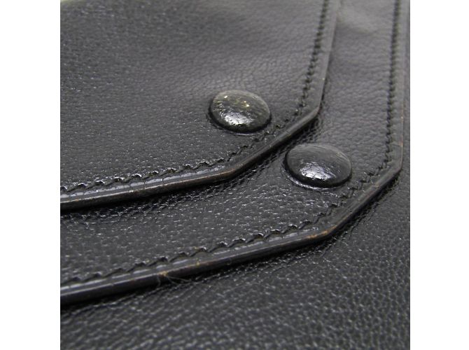 Hermès Billetera Hermes Flap en cuero de cabra negro - vista 6