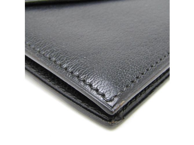 Hermès Billetera Hermes Flap en cuero de cabra negro - vista 7