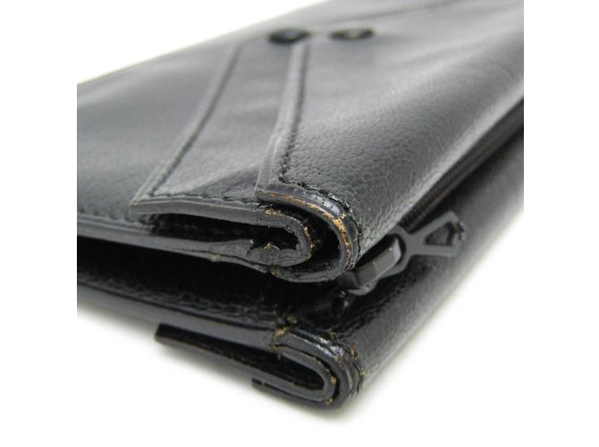 Hermès Billetera Hermes Flap en cuero de cabra negro - vista 8