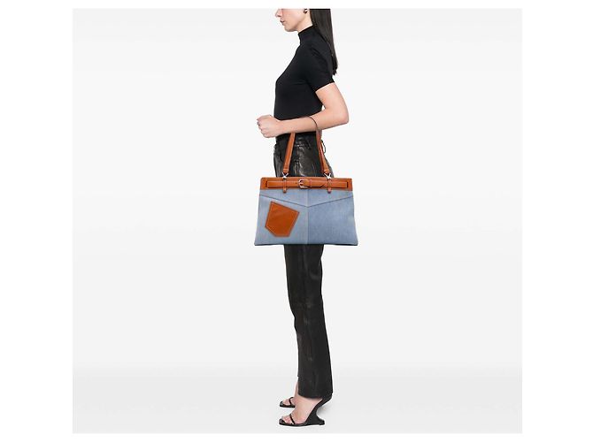 Borsa tote in denim blu Dior con tasche - vista 11