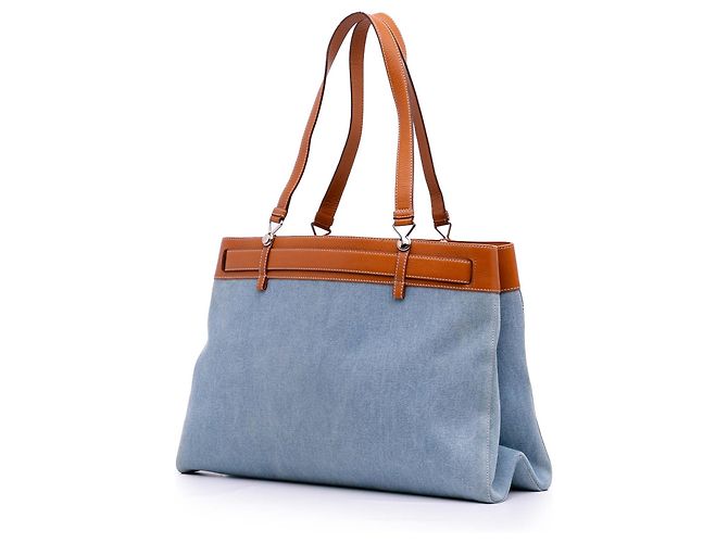 Borsa tote in denim blu Dior con tasche - vista 2