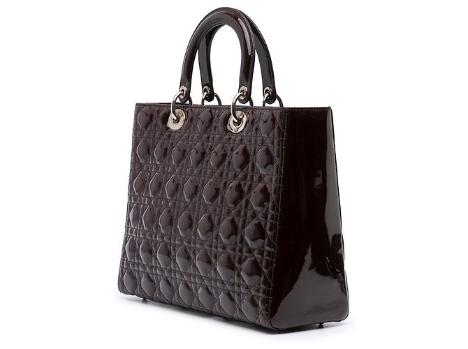 Dior Rosso Grande Patente Cannage Lady Dior Bordò - vista 2