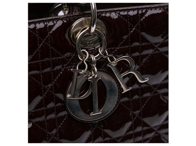 Dior Rosso Grande Patente Cannage Lady Dior Bordò - vista 6
