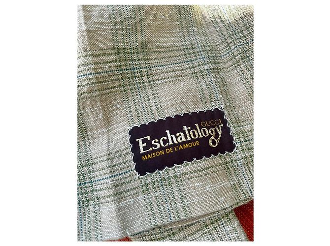 Gucci Check Pattern Flared Pants Beige Silk Cotton Linen - view 5