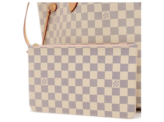 Borsa tote Neverfull MM Damier Azur di Louis Vuitton Rosa Blu - vista 4