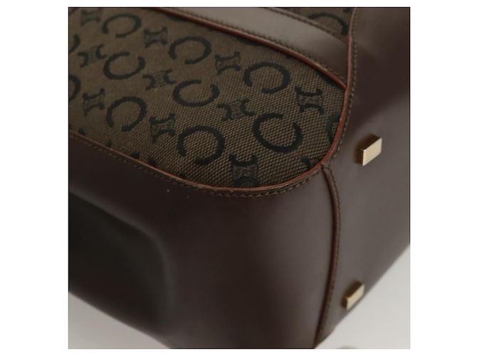 Céline Bolso de mano de lona Macadam Celine C marrón dorado Auth SW992 Castaño - vista 10