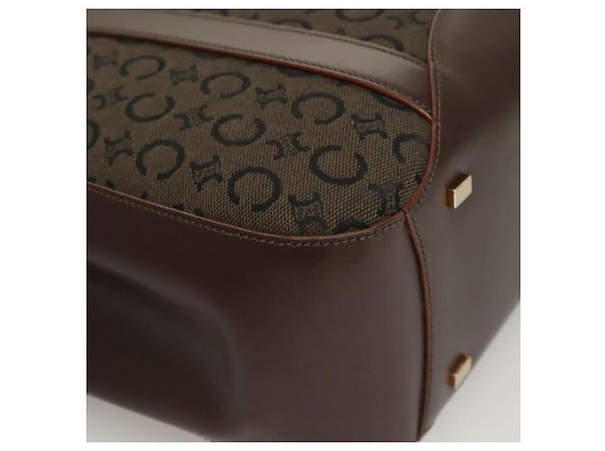 Céline Bolso de mano de lona Macadam Celine C marrón dorado Auth SW992 Castaño - vista 12