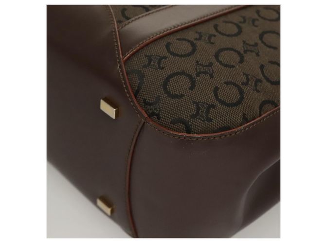 Céline Bolso de mano de lona Macadam Celine C marrón dorado Auth SW992 Castaño - vista 13
