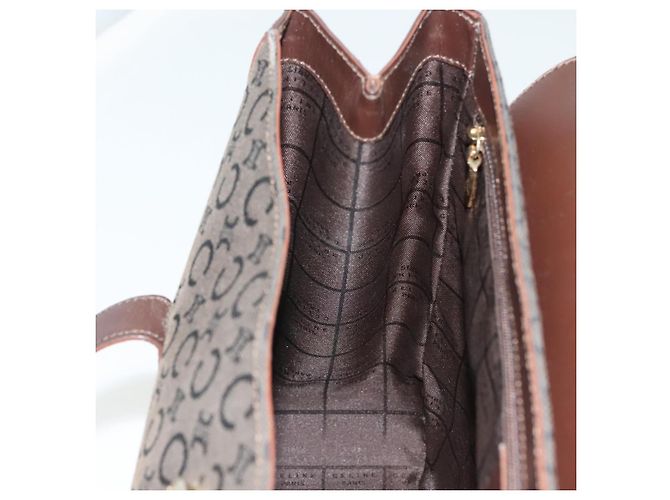 Céline Bolso de mano de lona Macadam Celine C marrón dorado Auth SW992 Castaño - vista 17