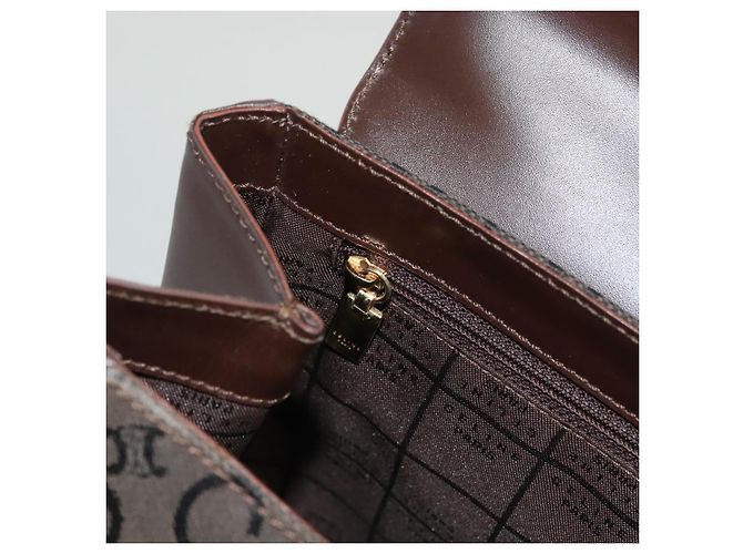 Céline Bolso de mano de lona Macadam Celine C marrón dorado Auth SW992 Castaño - vista 18