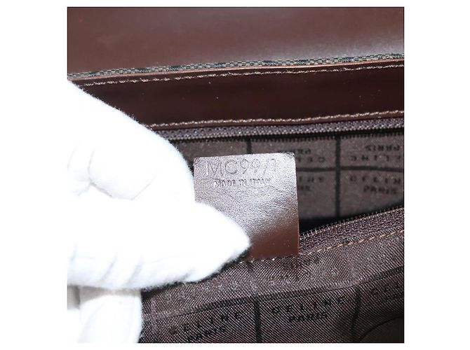 Céline Bolso de mano de lona Macadam Celine C marrón dorado Auth SW992 Castaño - vista 20