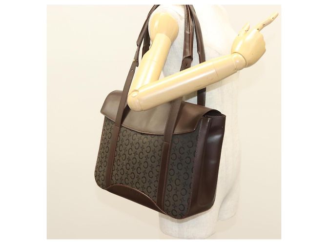 Céline Bolso de mano de lona Macadam Celine C marrón dorado Auth SW992 Castaño - vista 21