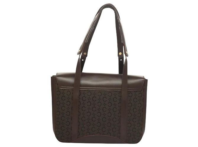 Céline Bolso de mano de lona Macadam Celine C marrón dorado Auth SW992 Castaño - vista 3