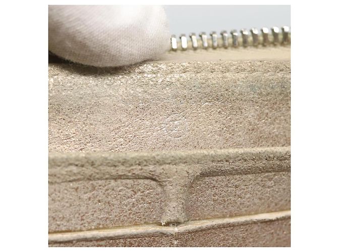 CHANEL Cartera Larga Matelassé Suede Beige Plata CC Auth 130516 - vista 13