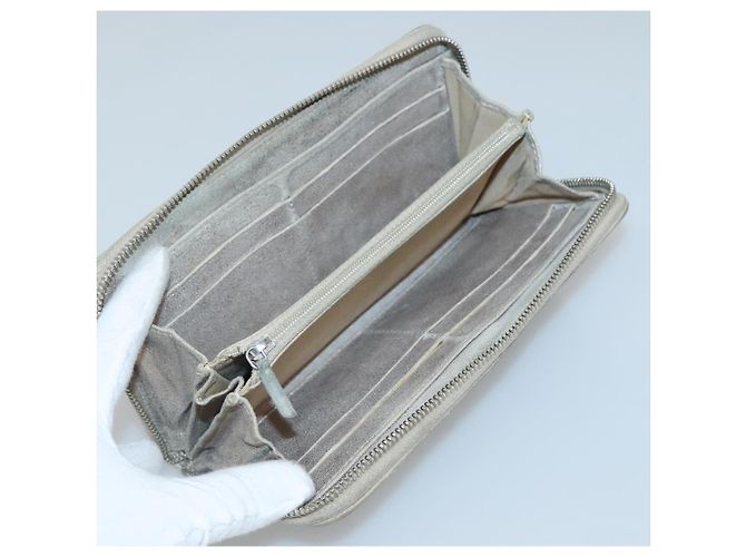 CHANEL Cartera Larga Matelassé Suede Beige Plata CC Auth 130516 - vista 14