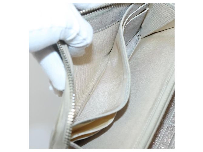 CHANEL Cartera Larga Matelassé Suede Beige Plata CC Auth 130516 - vista 15