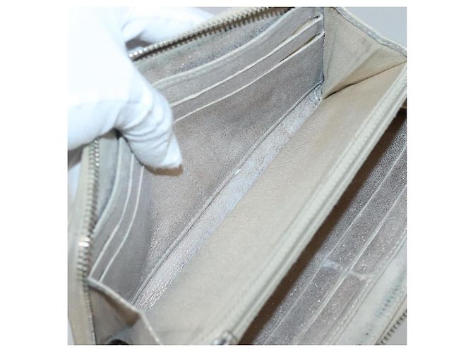 CHANEL Cartera Larga Matelassé Suede Beige Plata CC Auth 130516 - vista 16