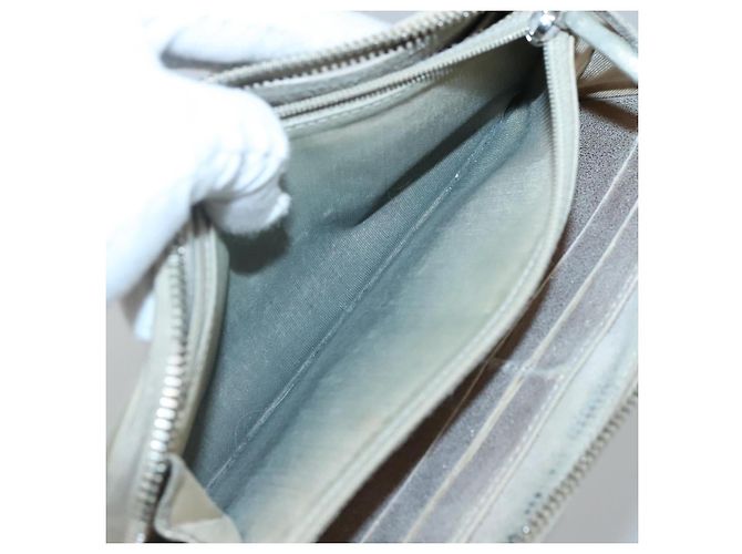 CHANEL Cartera Larga Matelassé Suede Beige Plata CC Auth 130516 - vista 17