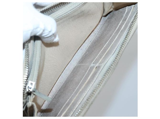 CHANEL Cartera Larga Matelassé Suede Beige Plata CC Auth 130516 - vista 18