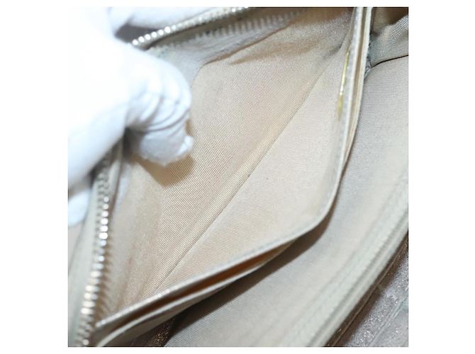 CHANEL Cartera Larga Matelassé Suede Beige Plata CC Auth 130516 - vista 19