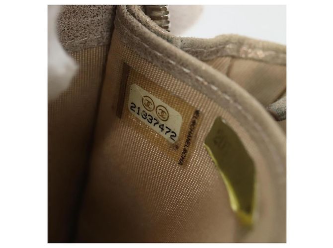 CHANEL Cartera Larga Matelassé Suede Beige Plata CC Auth 130516 - vista 20