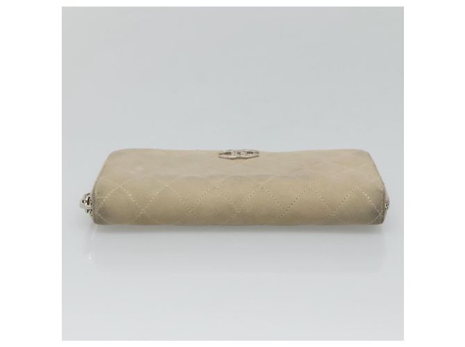 CHANEL Cartera Larga Matelassé Suede Beige Plata CC Auth 130516 - vista 7